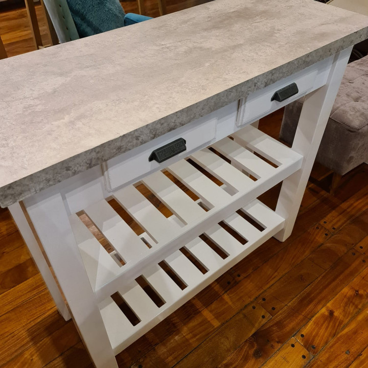 Mesa Auxiliar de Cocina Tapa Símil Cemento Alisado