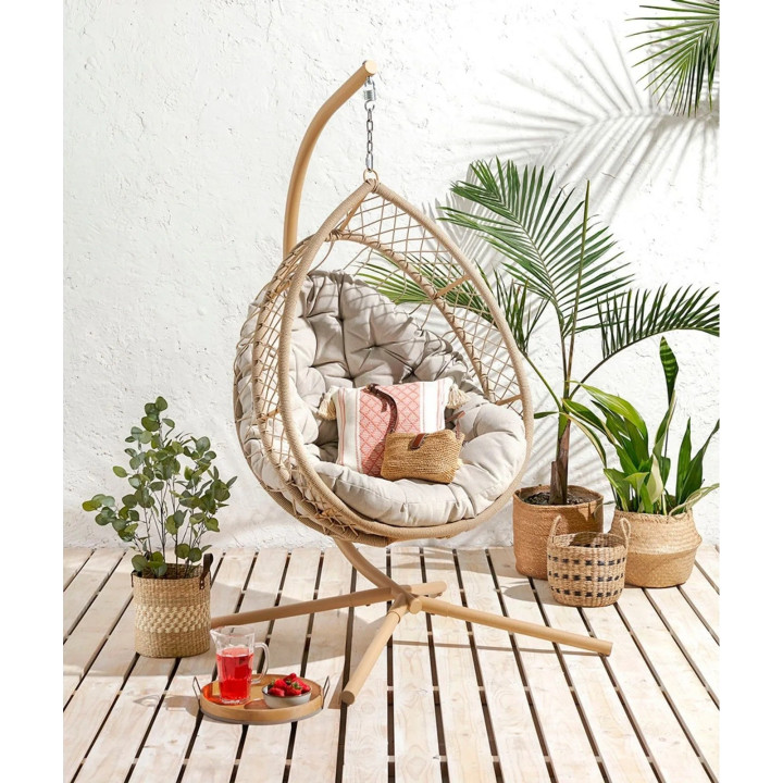 Sillón Colgante Hamaca de Rattan y Exterior Pani