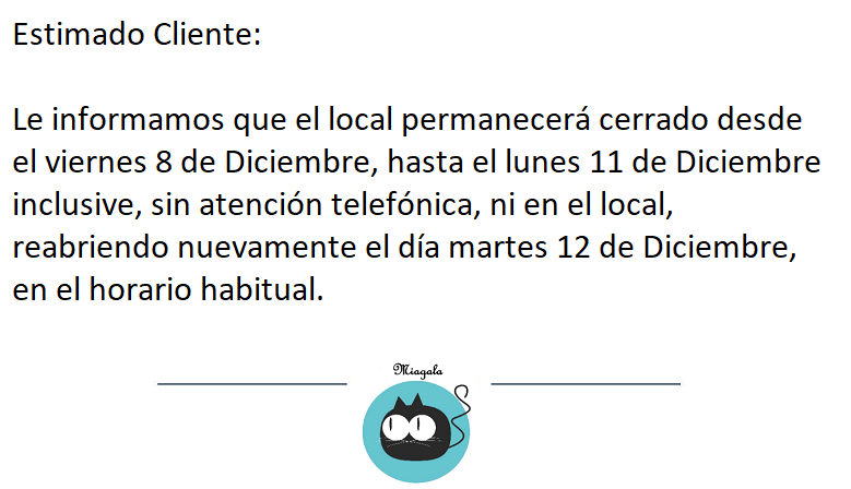 Cerrado 08-12-2023 al 11-12-2023